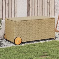  Tuinbox met wielen 190 L poly rattan gemengd beige
