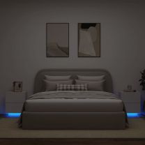  Nachtkastjes met LED-verlichting 2 st bewerkt hout wit