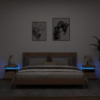  Nachtkastjes met LED 2 st 40x39x48,5 cm sonoma eikenkleurig