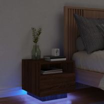  Nachtkastje met LED-verlichting 40x39x37 cm bruineikenkleurig