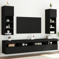  Tv-meubels met LED-verlichting 2 st 30,5x30x90 cm zwart