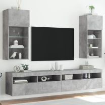  Tv-meubels met LED-verlichting 2 st 40,5x30x90 cm betongrijs