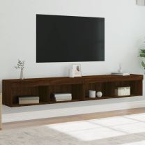  Tv-meubels met LED-verlichting 2 st 100x30x30 cm bruineiken