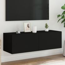  Tv-wandmeubel met LED-verlichting 100x35x31 cm zwart