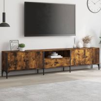  Tv-meubel met lade 200x25x44 cm bewerkt hout gerookt eikenkleur