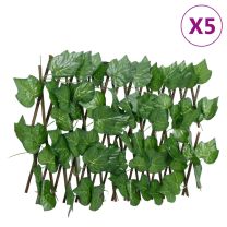  Kunstplant druivenblad latwerk 5 st uittrekbaar 180x30 cm groen