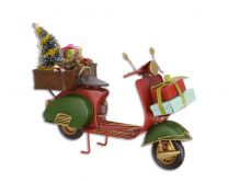 A TIN MODEL OF A SCOOTER IN CHRISTMAS STYLE
