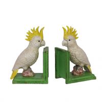 A PAIR OF CAST IRON COCKATOO BOOKENDS