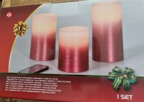 LED kaarsen/stompkaarsen met bewegende vlam en afstandsbediening - roodkleurig - set van 3