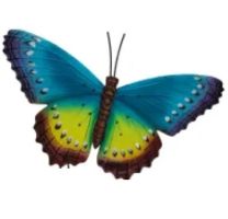 Wanddecoratie 3D vlinder blauw afm 33,5 x 23 cm