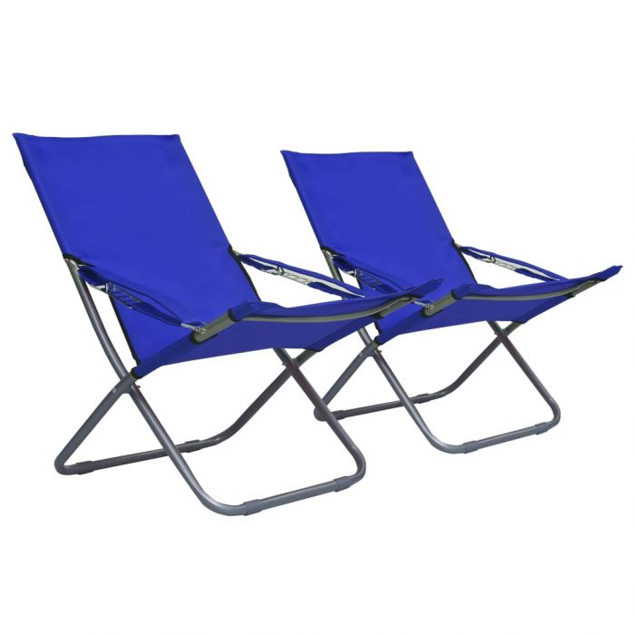 voor mij Onleesbaar Oefenen vidaXL Strandstoelen 2 st inklapbaar stof blauw