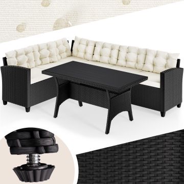 Polyrotan Loungeset Zwart/Crème WPC tafelblad