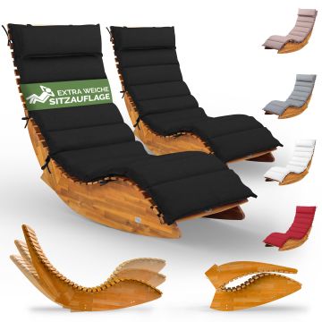 Ligbed Java 2 stuks acaciahout FSC®-gecertificeerd met kussen Antraciet