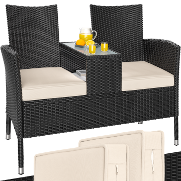 Polyrotan Tuinbank Zwart 145x58x87cm
