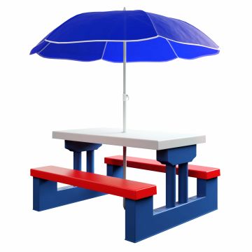 Picknicktafel voor Kinderen Kleurrijk met Parasol Kunststof