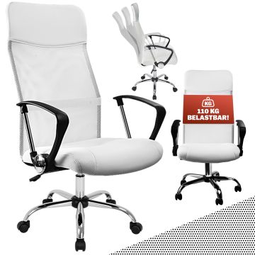 Ergonomische Bureaustoel Wit Kunstleer 122x51x52cm