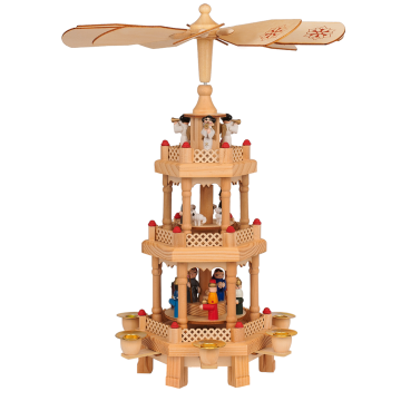 Kerstpiramide Hout 35x20x20cm Kaarsen 3 Etages