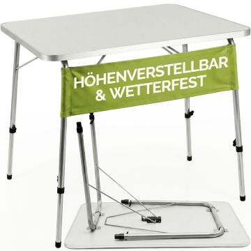 Tuintafel Zilver Aluminium 80x55x50-69cm opvouwbaar