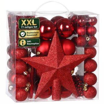 Kerstballen Rood 77-delig