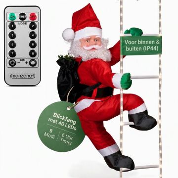 Kerstman op Ladder met 40 LED´s