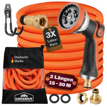 Tuinslang Flexibel 30m Latex Kern Massief Messing Oranje