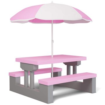 Picknicktafel voor Kinderen Roze met Parasol