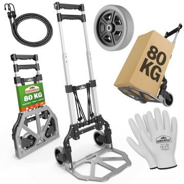 Steekwagen Zilver/Zwart aluminium 80kg in hoogte verstelbaar