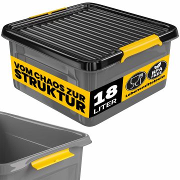 Opbergbox Grijs/Antraciet 39x39x16cm stapelbaar 18L