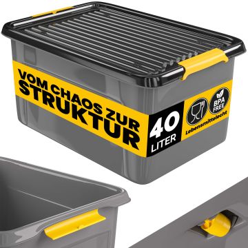 Opbergbox Grijs/Antraciet 58x39x25cm stapelbaar 40L