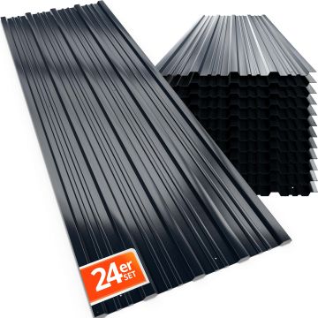 Trapezium Dakplaten 24 Stuks Antraciet 129x46cm voorgeboord