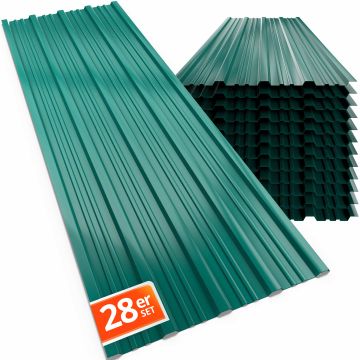Trapezium Dakplaten 28 Stuks Groen 110x46cm
