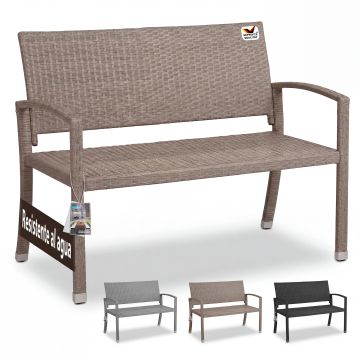 Polyrotan Tuinbank Crème-Beige 122x58x87cm