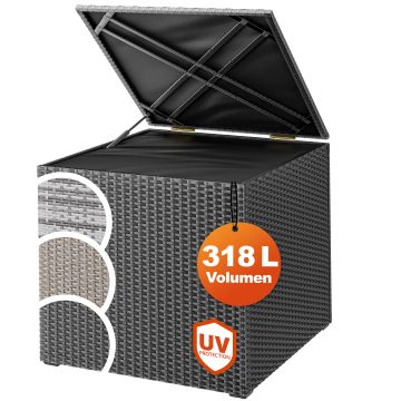 Polyrotan kussenbox Zwart 318L