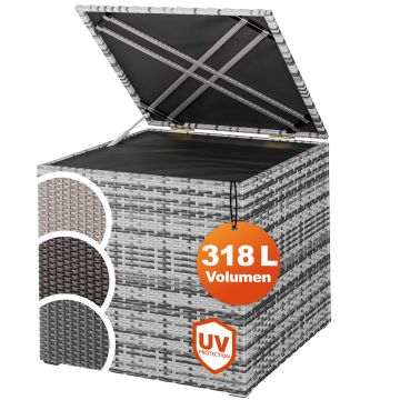 Polyrotan kussenbox Grijs 318L