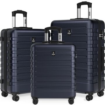 Set 3-delige hardschalige koffers New York - donkerblauw, 360° wielen, ABS