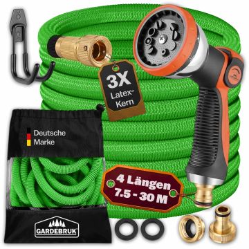 Tuinslang Flexibel 30m Latex Kern Massief Messing Groen