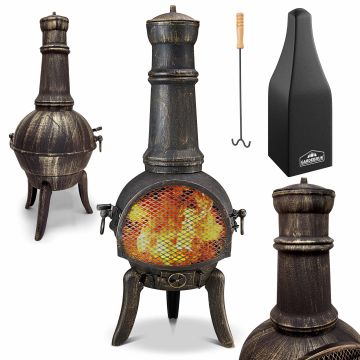 Tuinhaard Chimenea Zwart Gietijzer 112cm Grillrooster