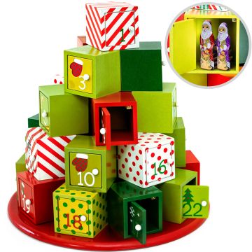 Adventskalender Doppelsteen Hout Rond
