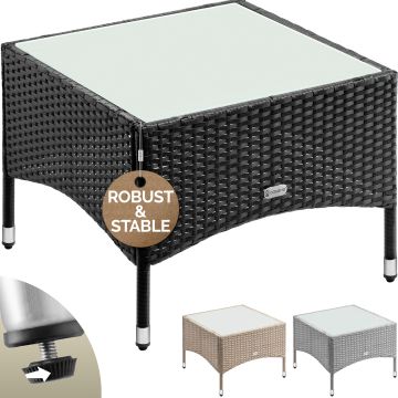 Polyrotan Bijzettafel Zwart 58x58x42cm