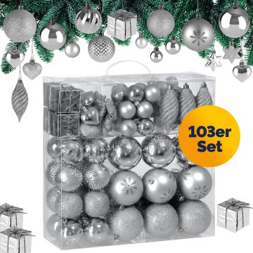 Kerstballen Zilver 103-delig