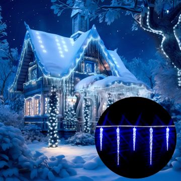 Sprookjesverlichting kerst ijspegel 40 LED´s 10,5m blauw