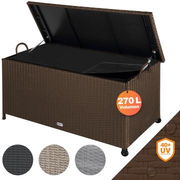 Polyrotan Kussenbox Bruin 117x53x60cm met wielen