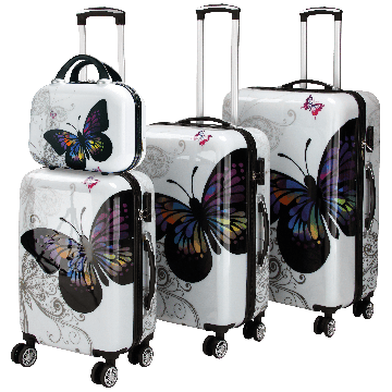 Reiskoffers Butterfly 4-delig polycarbonaat
