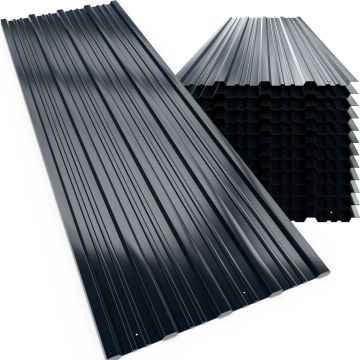 Trapezium Dakplaten 12 Stuks Antraciet Metaal 129x46cm