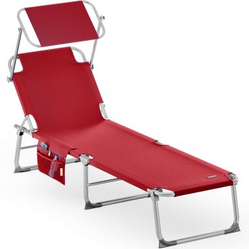 Ligbed Ibiza Rood 190x59x29cm Alu Zonnescherm