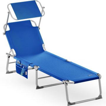 Ligbed Ibiza Blauw 190x59x29cm Alu Zonnescherm