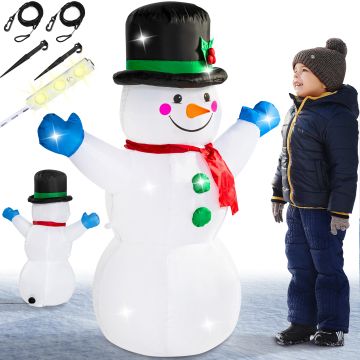 Opblaasbare sneeuwpop XL verlicht 120cm