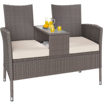 Polyrotan Tuinbank Crème 145x58x87cm