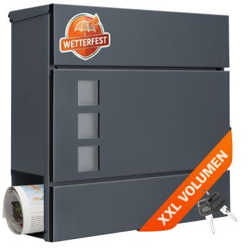 Brievenbus met Krantenhouder Grijs 37x11x36,5cm
