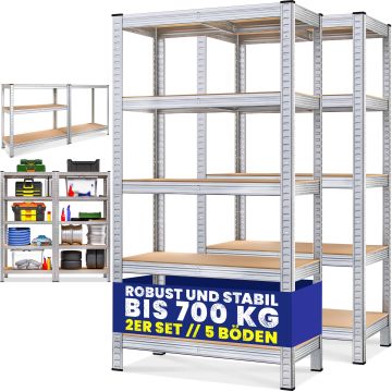 Stellingkast met 5 Planken Set van 2 175x75x30cm 350kg